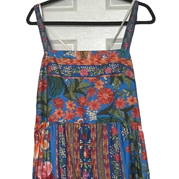 Farm Rio Stitched Garden Blue Maxi Dress Size XL - Picture 4 of 9